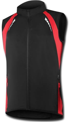 CLMETHE Ärmellose Fahrradjacke für Herren, Damen, Unisex, Reitweste, leicht, gut sichtbar, reflektierend, wasserdicht, Fahrradweste, Wander-/Laufmantel,Black-L