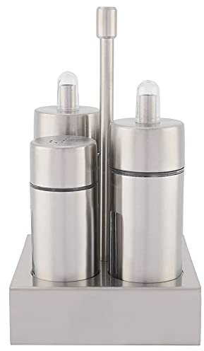 Set di 4 barattoli per spezie da cucina, saliera e pepiera in acciaio inossidabile barattoli per spezie set di dispenser per olio e aceto contenitori per condimenti set