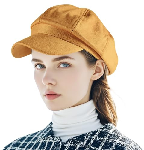 Yoolhamy Newsboy - Gorro para mujer, vintage, clásico, octogonal, ajustable, a la moda, con protección solar