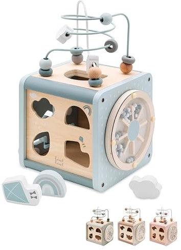 wunderwunsch - Personalisierter Motorikwürfel Holz - Montessori Würfel - Baby Motorikspielzeug ab 1 Jahr - Kinderspielzeug 18 Monate