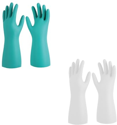 Onezebra 2 Pairs Rubber Gloves Medium, Washing Up Gloves, Washing Up Gloves Latex Free Reusable Gloves, Rubber Gloves with Flocked Lining for Kitchen Cleaning, Gardening, Household Duties