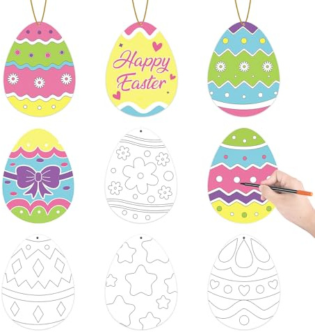 Hedeey 90 Pcs Easter Paper Egg Crafts, Color Your Own Egg Crafts, Easter DIY Crafts for Kids Party Activity Classroom Decor. (Eggs)