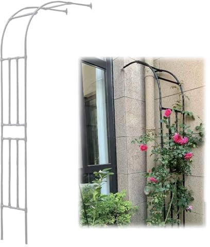 Arche de Jardin Demi-côté, Arches À Rosiers, Tonnelle de Jardin Robuste, Arches De Treillis De Support d'escalade De Pergola, Demi-Arc pour Plantes grimpantes, Roses(White,120 x 240 cm)