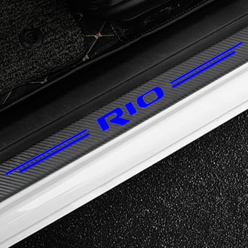 KLHYWEN 4 Piezas Pegatina para Umbral de Coche para KI-A Rio, Película Protectora Estribos Fibra Carbono Autoadhesivo Puerta Guardias del Borde Decoración Accesorios,Blue