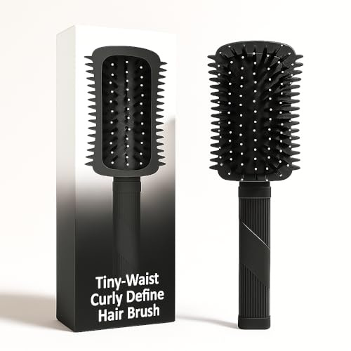 AmiCera Hair Brush Define Curls Brush, Womens Hair Brush for Wet and Dry Hair Combing Detangling Smoothing, Anti-static Less Pulling, Women Girls Curly Hair Defining Comb, Black