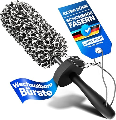 Loco Bird mikrofiber fälgborste bil – skonsam rengöring för alla bilfälgar – biltvättset, bilborste, mikrofiberfälgborste aluminiumfälgar