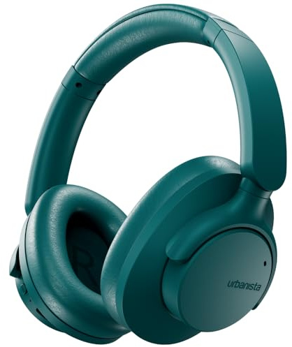 Urbanista Over Ear Bluetooth-hörlurar, trådlösa hörlurar brusreducering med ANC, Hi-Res ljud, djup bas, 50h batteri, brusreducering, 2 enheter, trådlös, överhuvud, Valencia - grön