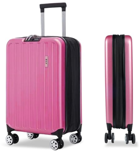 ARTREE Maleta de Cabina Plegable 55x35x14-23cm, ABS Ligera con 4 Ruedas Giratorias, Compacta y Fácil de Guardar, Fucsia