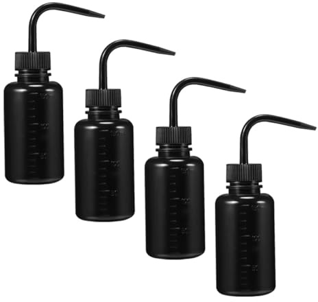 IMUSINICE 4 Bottiglie da 150 Ml per Lavaggio in Plastica PE Nera Flaconi Comprimibili per Tatuaggi Contorno Occhi e Lavaggio Ciglia Leggere e Portatili per Uso Professionale e Quotidiano