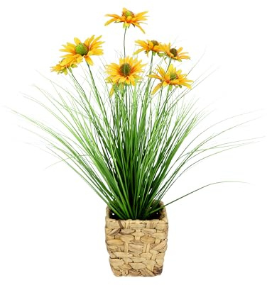 Konstgjort gräs solhatt i ytterkruka 60 cm grön växt med blommor konstgjord växt konstgräs dekorativt gräs gräsbuske gräsmussla prydnadsgräs solitärt gräs dekopf lance grön växt växtdekoration växt