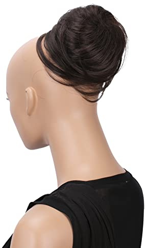 CAISHA Chignon Posticcio Treccia Hepburn-Bun Capelli Elastici Updo Marrone Scuro Mix DC5