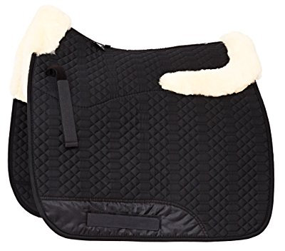 Engel Reitsport | SCHABRA4-VSS-SCH-MED | Schabracke | Lammfell im Sattelbereich - Half Lined | Steppstoff | Fellkranz vorne & hinten | Vielseitigkeit | Stoff schwarz Fell med.
