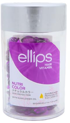 Ellips NUTRI COLOR Vitamina para el Pelo (Aceite marroquí) – cápsula de reparación de pelo, 1 frasco (50 capsulas)