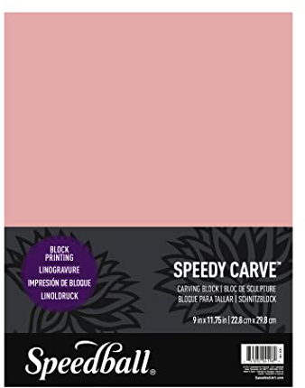 Speedball 4196 Speedy-Carve Block Printing Carving Block – Soft, Easy Carve Surface – 9 x 11-3/4 Inches, Pink