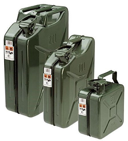 TANICA IN METALLO TIPO MILITARE OMOLOGATA PER BENZINA O DIESEL ANTISCOPPIO 20 LITRI FERVI 0189/20C