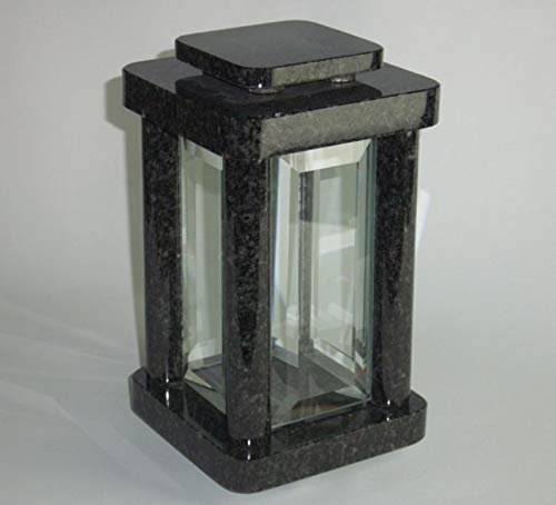 designgrab Grablampe Modern Schwedischer Schwarzer Granit tiefschwarz 14.5×14.5×25.5 cm – poliert & Tempelform Nero Impala