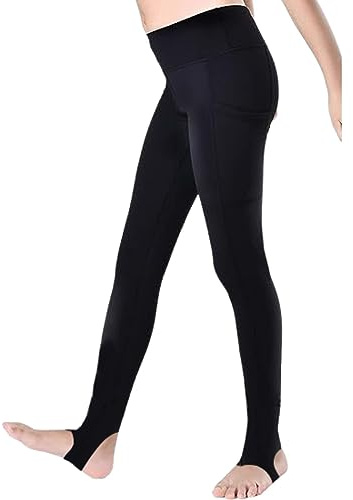 SHADOW DANCE UK Girls Stirrup Dance Leggings Ballet Yoga Skating Tights - Ultra Soft Dance Tights for Ballet, Gymnastics, School (Toddler/Little Kid/Big Kid/Girls) Age11/12 Black