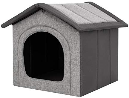 PillowPrim Hundehütte Hundehöhle Hundebett Hundehaus Katzenhöhle Tierbett XL - 60x55 cm hellgrau mit Graphit