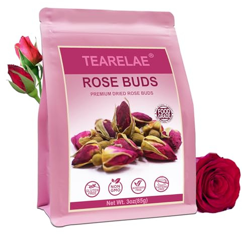 TEARELAE - Premium Dried Rose Buds - 100% Pure Natural Dried Roses Edible Flowers 3oz/85g - Culinary Rosebud for Rose Tea, Baking, Candle Making, Soap Making and Handicraft