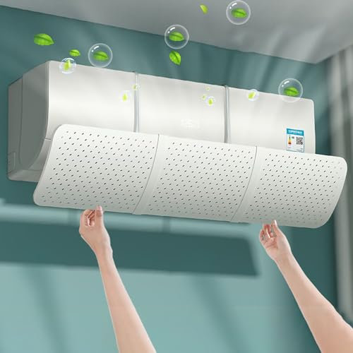 Deflettore per Condizionatore Universale, Portatile Regolabile Parabrezza Deflettore Aria Condizionata Scudo per Condizionatori da Parete per Casa/Ufficio/Camera/Soggiorno (Bianco)