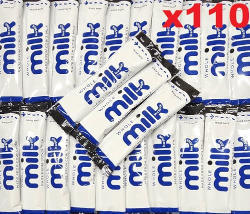 110x Whole UHT Milk Sticks 10ml Individually Wrapped Portions Lakeland | A practical choice for workplace kitchens, cafes, small catering setups and regular tea or coffee service