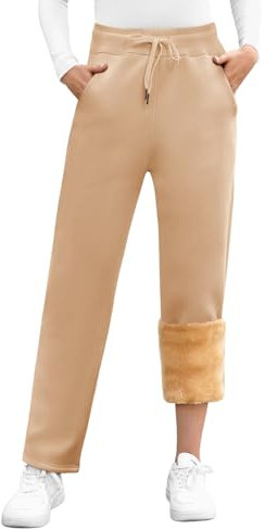 Svanco Damen Warme Jogginghose Thermo Fleece Gefütterte Winter Hosen Lamm Plüsch Kordelzug Sweathose mit Taschen Fleecehose Lang Freizeithosen