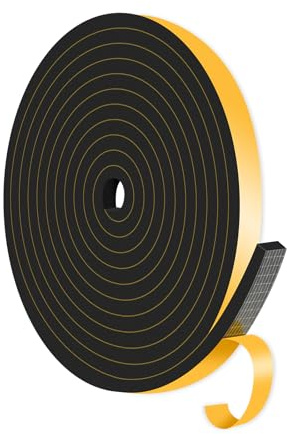 Weather Stripping Door Seal,Weather Stripping,Soundproof,Cold Insulation,High Density CR Foam Insulation Tape for Door, Front Door Frame, Windows,Sliding Door (Black, 1/2 in x 1/4 in x 13Ft)