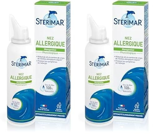 STÉRIMAR Nez Allergique - Spray Nasal pour Allergies, Prévention contre les Allergies, à l'Eau de Mer 100% Naturelle & Manganèse, Formule Physiologique, 100 ml (Lot de 2)