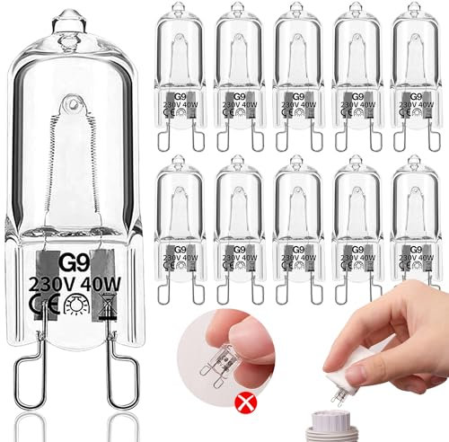 lampadine g9 10 pezzi lampadina alogena 40W 230V 2900K 480LM Dimmerabile Bianco caldo G9 lampadine alogene Lampadina a capsula G9 per lampadina forno,illuminazione del gabinetto e altro ancora!