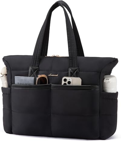 LOVEVOOK Handtasche Shopper Tasche Damen, 15,6 Zoll Puffer Laptoptasche Leicht Laptop Arbeitstasche Groß, Wasserdichte Tote Bag Schulhandtasche Women, Aktentasche Bürotasche für Arbeit, Schule, Reisen