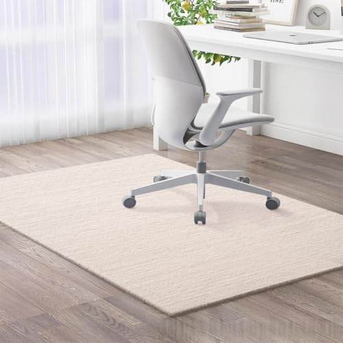 Highdi Alfombrilla para Silla de Oficina, Protector Suelo Silla Ruedas Antideslizante Resistente a los Arañazos, TPE Alfombrilla de Protección para Suelos Duros (Beige,100x120cm)