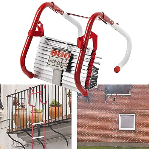 KHLMSRXJ Brandstegar, repstege med 2–6 våningar, evakuering, säkerhetsstege med halkfria steg, nödsteg, för inomhus/utomhus viktkapacitet upp till 453 kg, 7,5 m/24 fot