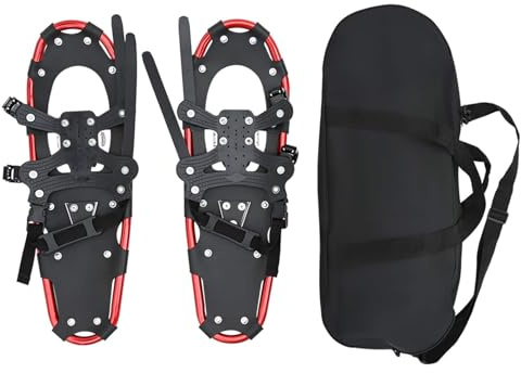 vidaXL Racchette da neve 3 in 1 con Bastoni da Trekking Rosso, Giardino e Terrazza, Attrezzature da Neve Regolabili, Accessori per Freddo, Set da Trekking