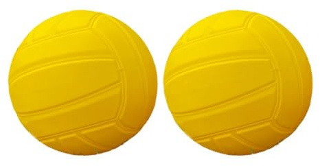 RichVibe Roundnet Game for Replacement Balls Volleyball Set, 2 Pack, 9 cm and 12.5 cm, for Soft PVC Squishy Bounce Balls Beach Lawn Pool Dodgeball, Yellow