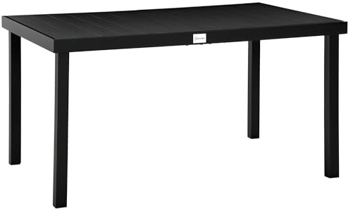 Outsunny Table à Manger de Jardin pour 6 Personnes, Table de Jardin extérieure en Aluminium, pour Patio, terrasse, 140 x 90 x 74 cm, Noir