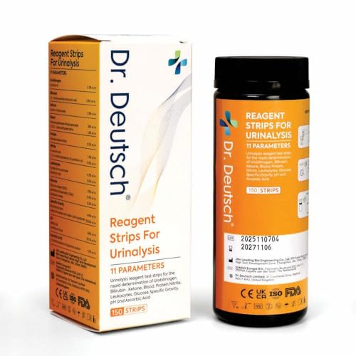 150 Pack Dr. Deutsch 11-in-1 Urine Test Strips – Rapid Home Urinalysis Tests for UTI, Glucose, Ketones, Protein, pH & More | CE & UKCA Certified