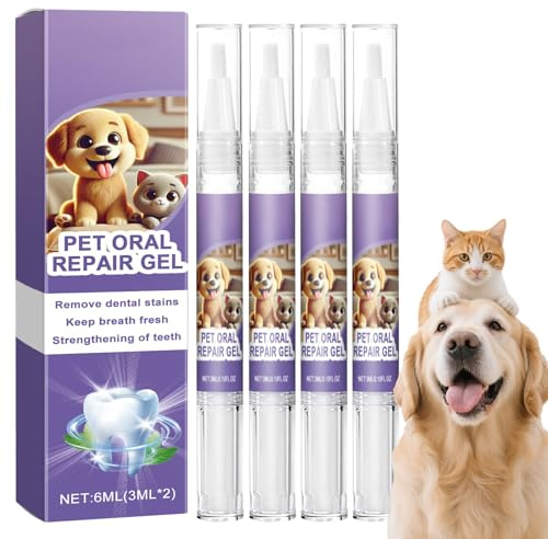 Cepillo Dientes Perro 4 Piezas Para el Cuidado Dental de Perros y Gatos, gel Para el Cuidado Bucal de Mascotas, Lápiz Limpiador Mascotas, Limpieza Dientes Perro