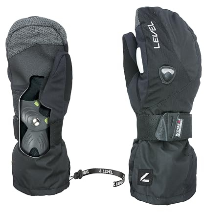 Level Fly Mitt - Moffole Snowboard e Sci Uomo, Guanti Invernali Uomo con Polsino e Cinturino Regolabile, Guanti Termici Protettivi e Traspiranti Ideali sulla Neve e nella Stagione Fredda - 1 Paio