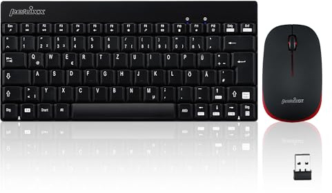 Perixx PERIDUO-712, Kabelloses Mini Tastatur und Maus Set - Minigröße - mit Nano Receiver - 2.4Gh - Schwarz - Leicht und Klein
