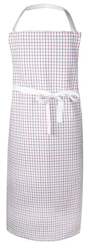 ZOLLNER Kochschürze - robuste und langlebige Grillschürze - Unisex - Baumwolle - 84x100 cm - mit Bindebänder für optimalen Halt - waschbar bis 95°C - weiß-rot-blau-kariert