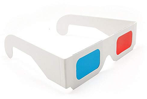 4Pcs Occhiali 3D universali in Carta Realizzati con cartoncino Bianco con Lenti Rosse e Ciano Adatto per Film Riviste TV Fumetti Anaglifi Video Internet Video e Immagini e Altro