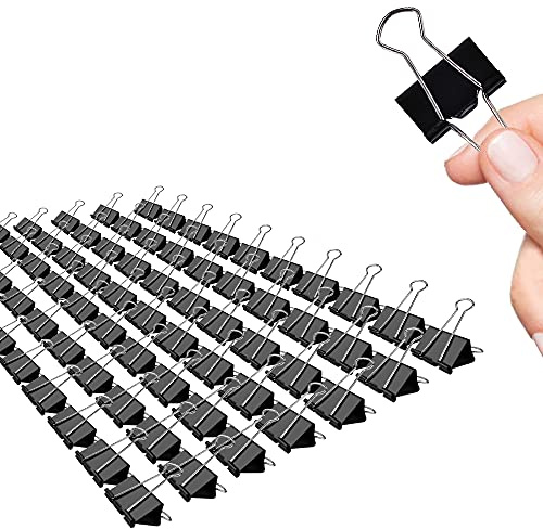 Binder Clips, 72 Pack, 1 Inch, Standard 25mm, Black, Small Fold Clamp, Capacity 0.47 Inch, Metal Paper Clips, Office Clips, School & Home Use