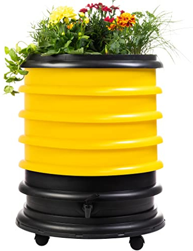 WORMbox | Lombricompostador 4 bandejas Amarillo + Maceta | 64 litros | composta Tus desechos orgánicos, Las lombrices y lombrices producen vermicompost