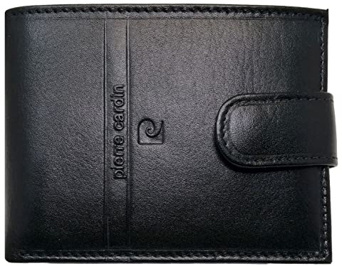 Pierre Cardin Cartera Hombre, Piel auténtica, Delgada, para Hombre, pequeña Delgada, RFID, Regalo, Billetera con Monedero, Piel, Porta Billetera, Tipo, Negro (Negro)