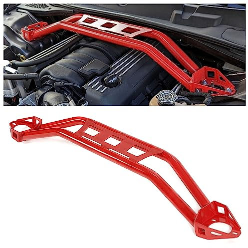 KUAFU Strut Tower Brace Compatible with 2008-2023 Dodge Challenger Front Twin Tube Design Red Steel Powder Coated