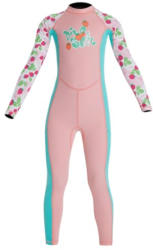 Maeau - Boys Girls Wetsuit Kids Diving Suit UPF 50+ Sun Protection Swimsuit Rash Guard One Piece Swimwear Back Zip for Kyaking Surfing Pink