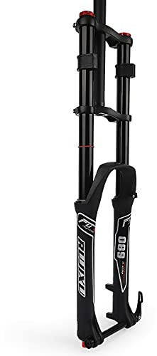 Mountainbike Fork 26 27.5 29 Inch DH Bike Suspension Fork MTB Disc Brake Bicycle Thru Axle 15mm Air Downhill Fork Travel 135mm Straight 1-1/8 Rebound Adjust 2500g ( Color : Black , Size : 27.5inch )