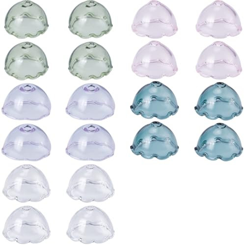 SUNNYCLUE 1 Box 20PCS 5 Colors 21MM Flower Beads Bulk Glass Flower Bead Caps Cone Jellyfish Charms Clear Bellflower Trumpet Floral Spacer Bead for jewellery Making Supplies DIY Wind Chimes Earring