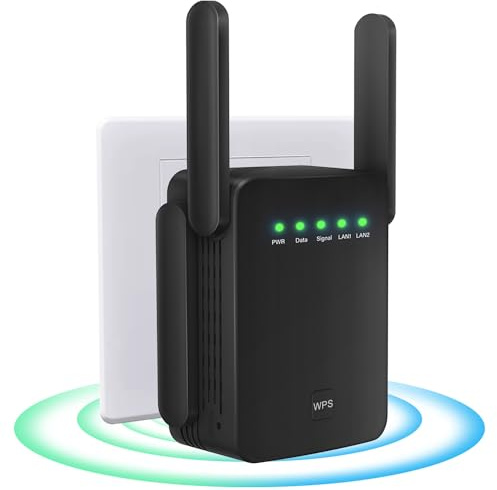 WiFi-repeater, förlängare/förstärkare | Home Internet Signal Amplifier/WiFi Signal Amplifier, 4 antenner, 2 LAN-portar, WiFi-förstärkare för kontor och hem, enkel installationD
