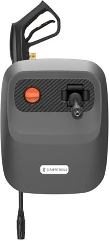 Giraffe Tools Wall Mounted Pressure Washer, Max 2200 PSI, Electric Water Pressure Cleaner with 20M Retractable Hose, 4 Quick-Connect Nozzles for Cars/Courtyard, 1/4 Quick Coupler, Black Hard Hose